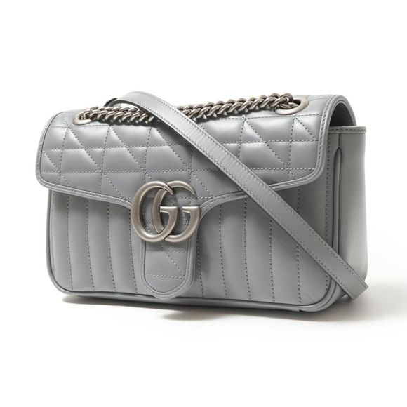 Gucci Shoulder Bag ARIA GG Marmont Gray Ladies - Picture 1 of 9